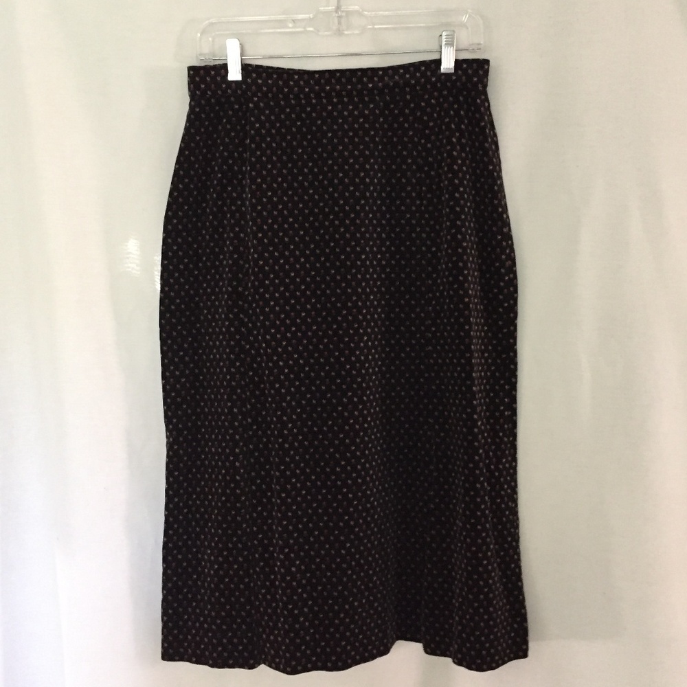 70s vintage high waisted black velvet pencil skirt